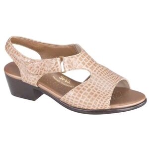 SAS San Antonio Shoes Suntimer Comfort Dress Sandals Beige Croc Woman's 8